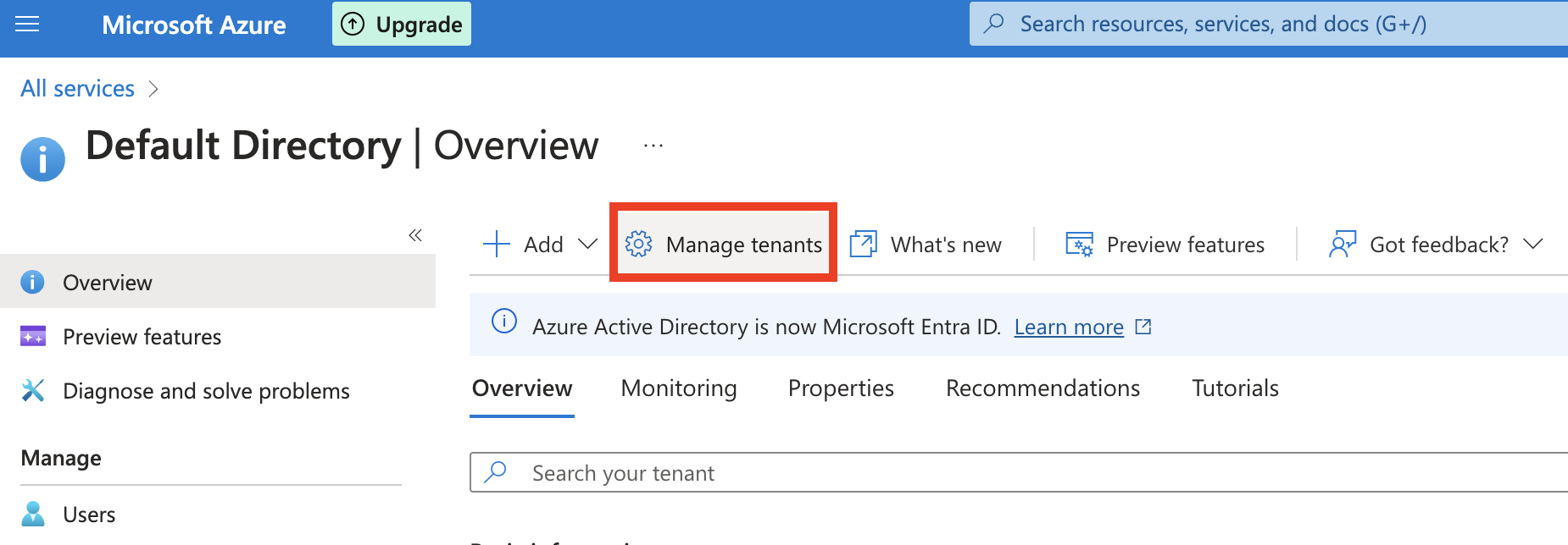 Manage Tenants