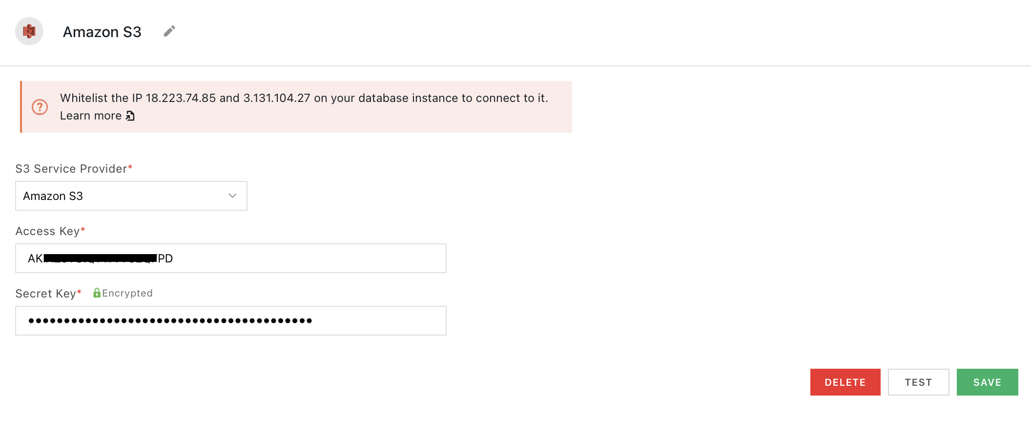 Configure an S3 datasource.